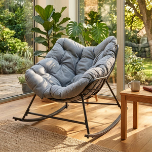 Fauteuil à bascule de jardin Villeneuve 85 x 90 x 91 cm noir gris [en.casa] 