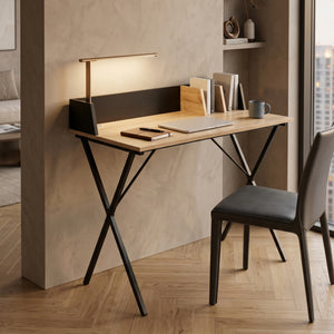 Bureau Kappespoo 84x80x50 cm Noir/Aspect chêne [en.casa]