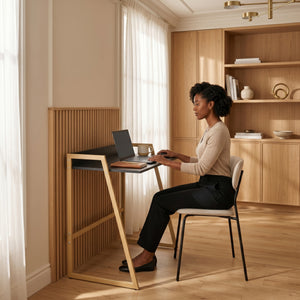 Bureau Kuomi 84 x 73 x 47 cm beige gris foncé [en.casa]