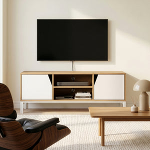 Meuble TV Kerrköndam 120x40x46 cm aspect chêne/blanc [en.casa]