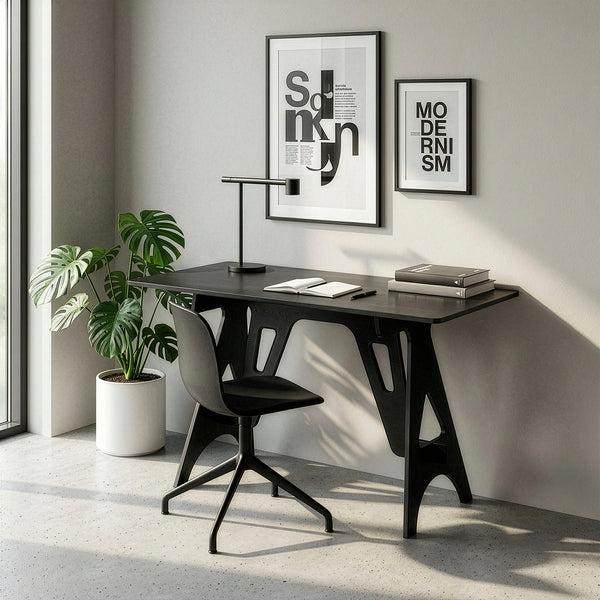 Bureau Bostenenna 120 x 60 x 75 cm noir effet bois veiné [en.casa]