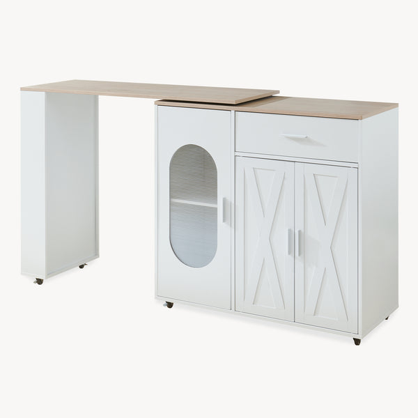 Table de bar extensible Kudebola 115 x 40 x 94 cm effet chêne / blanc [en.casa]
