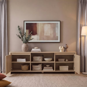 Meuble TV Takranmaa 150x40x50 cm aspect chêne [en.casa]