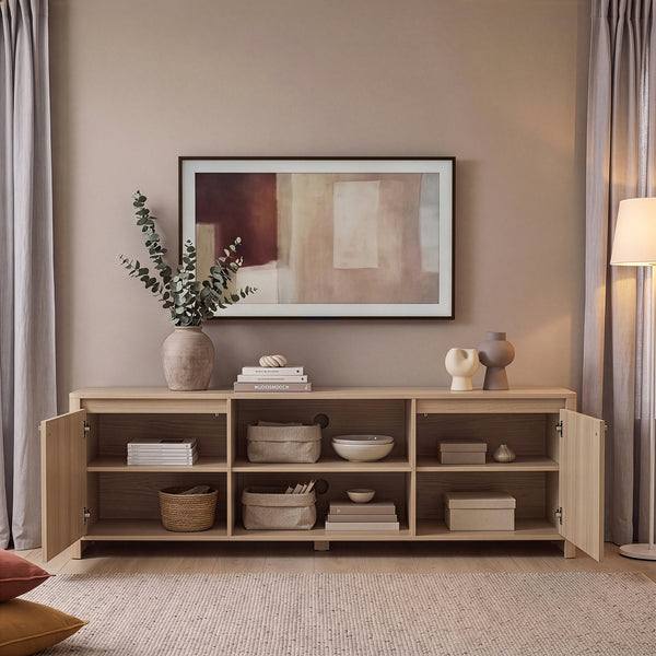 Meuble TV Takranmaa 150x40x50 cm aspect chêne [en.casa]