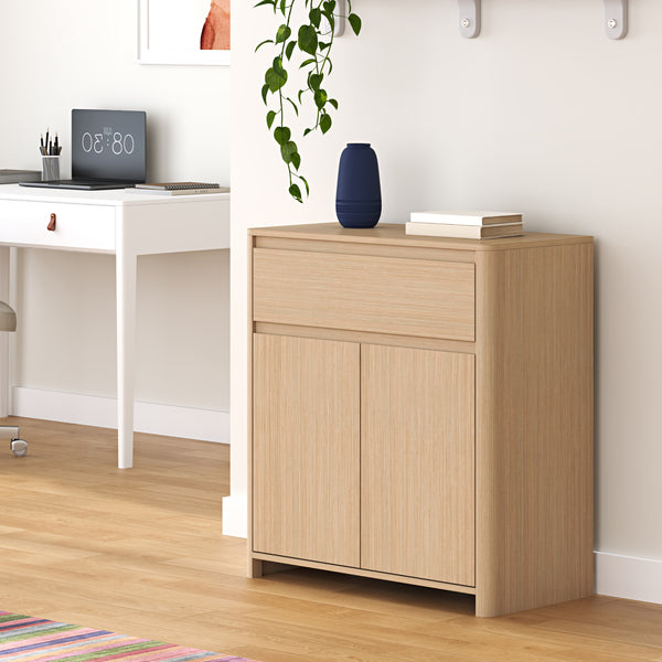 Armoire d'appoint Takranmaa 88x79x39 cm aspect chêne [en.casa]