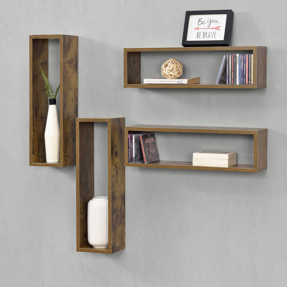 Étagère murale Fagernes 59x15x17cm lot de 4 couleurs assorties en.casa - premiumXL