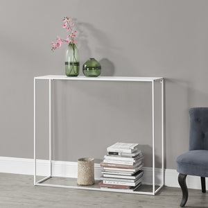Table Console en Métal Résistant 95 x 110 x 32 cm Blanc Mat [en.casa]