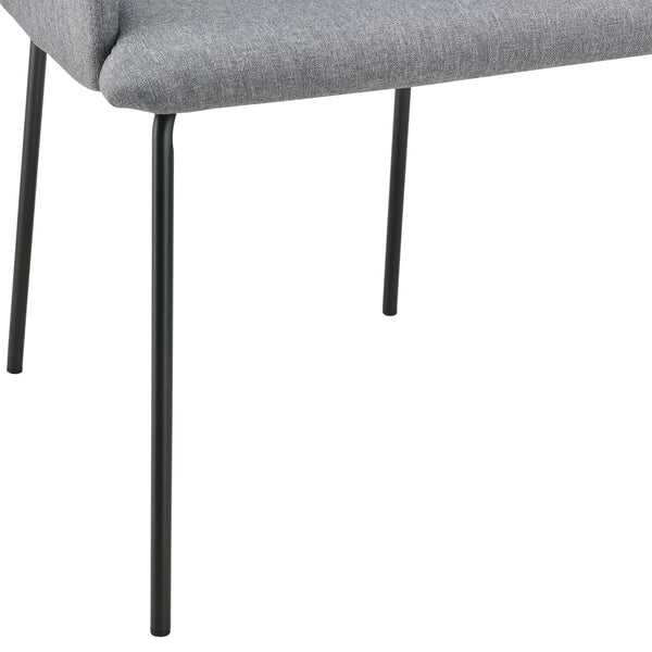[en.casa] Fauteuil de Salon Rembourrée en Textile Chaise de Salle à Manger Pieds en Métal 76 x 52 x 53 cm Gris et Noir