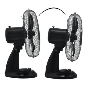 Ventilateur de table Ø 31 cm avec 3 vitesses Oscillant 40W Noir in.tec