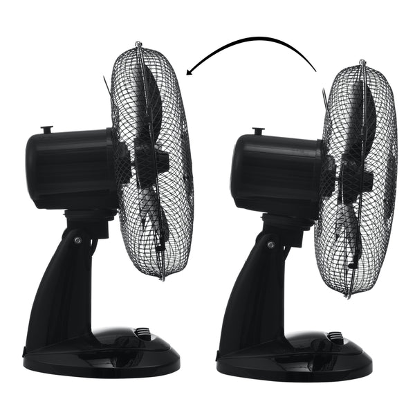 Ventilateur de table Ø 31 cm avec 3 vitesses Oscillant 40W Noir in.tec