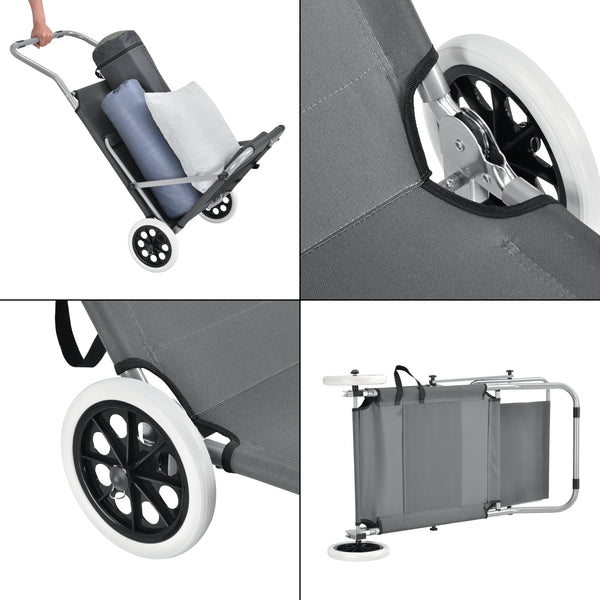 Set de 2 chaises longues Falun avec toit et roulettes Anthracite casa.pro