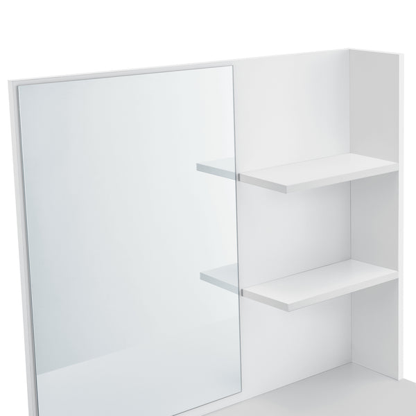 Coiffeuse Rustenburg 141x75x40 cm avec miroir et tiroir Blanc en.casa