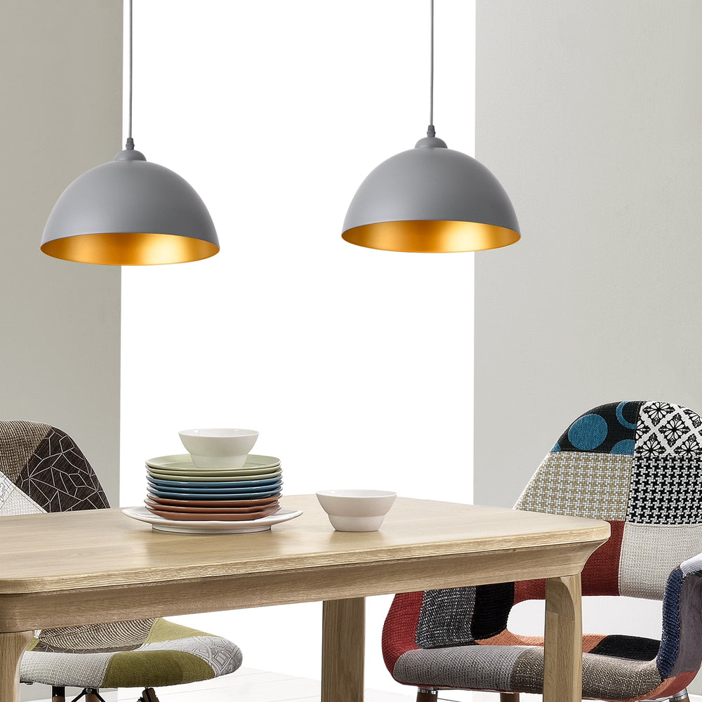 2er - Set Hängeleuchte Toulon Metall Grau - Gold lux.pro - premiumXL