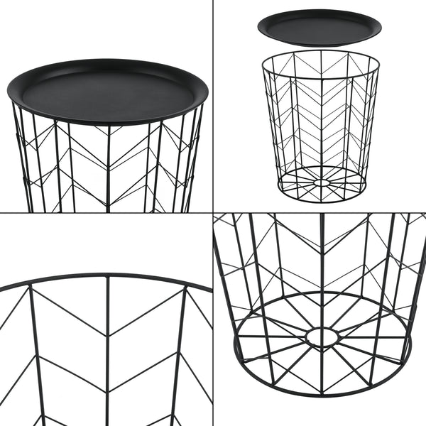 Set de 2 Tables Basses Cerisey Plateaux Amovibles Métal Plusieurs Tailles Noir [en.casa]