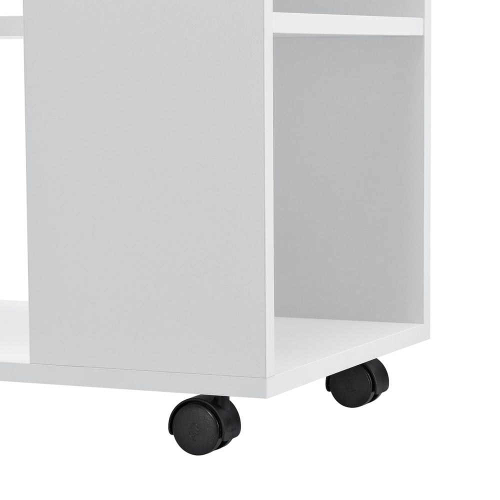 Table basse Älvdalen 60x70x35 cm avec étagère supplémentaire et roulettes verrouillables Blanc en.casa - premiumXL