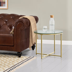 Table d'appoint Alavieska structure en acier 50 x 42 cm Or en.casa