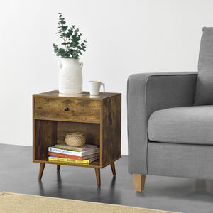 Table de Nuit Ronneby 58 x 50 x 40 cm Effet Bois Foncé [en.casa]