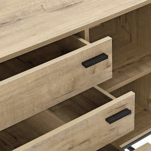 Commode Hylte pour Salon avec 3 Tiroirs 1 Porte 79 x 115 x 40 cm Effet Chêne Noir [en.casa]