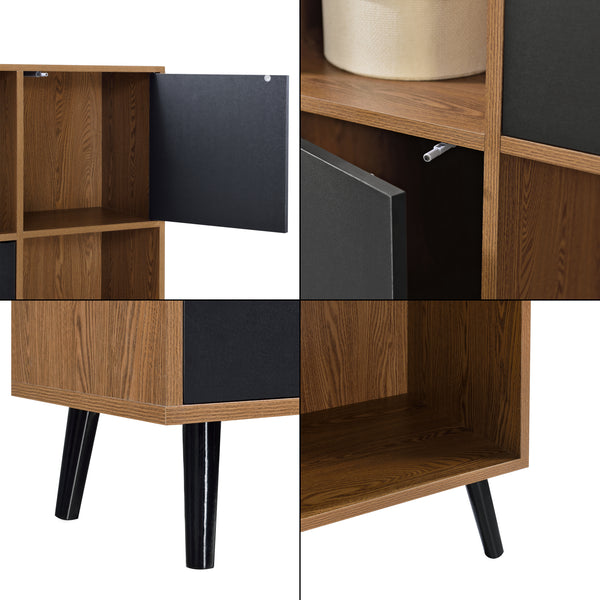 Armoire d'appoint Heby 93x80x30 cm Ton bois foncé/Noir en.casa