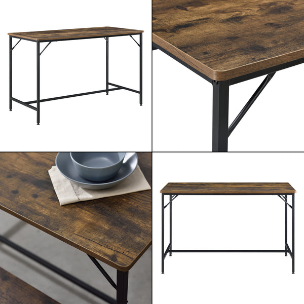 Ensemble table à manger et banc Pajala Noir/Bois foncé en.casa