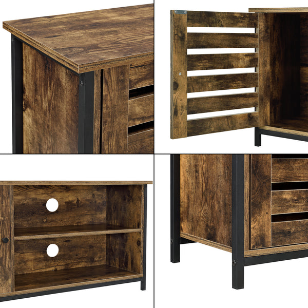 Meuble TV Engerdal 49 x 110 x 30 cm Effet Bois Foncé [en.casa]