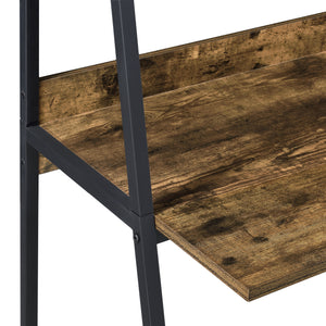 Bureau Alvdal 143x105x51cm avec 2 étagères Noir Ton de bois foncé [en.casa]