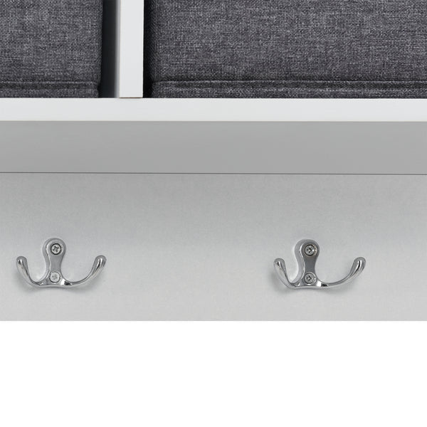 Porte-manteau mural Horsens avec boîtes de rangement 100x20x30cm Blanc/Gris en.casa