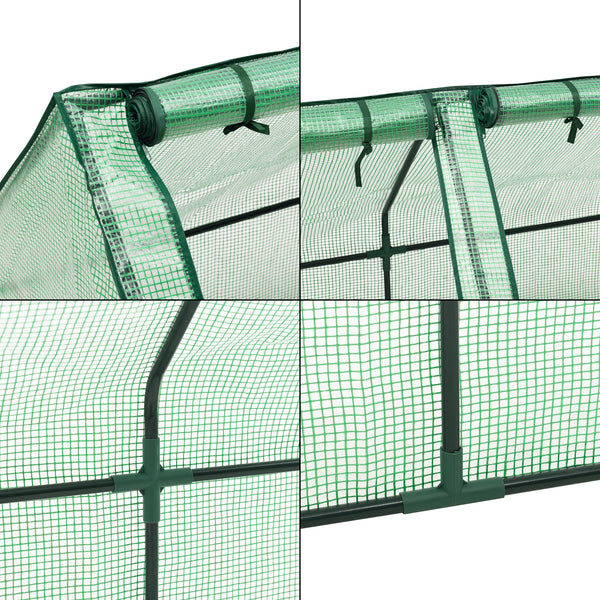 Châssis de jardin Höflein à 3 fenêtres en acier et polyéthylène 240 x 90 x 90 cm vert [en.casa]