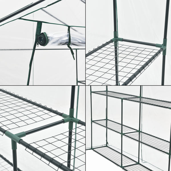 Serre de jardin Grünau en acier et PVC avec étagères intégrées 200 x 200 x 220 cm [en.casa]