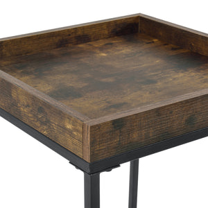 Table d'Appoint Mariefred Carrée avec Étagère 55x40x40 cm Noir Effet Bois Foncé [en.casa]