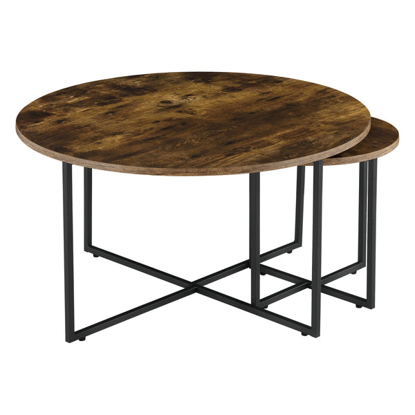 Set de table Härjedalen lot de 2 rond Ton bois foncé [en.casa]