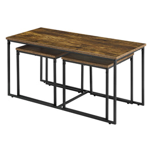 Set de 3 tables gigognes Haparanda Effet bois foncé Noir mat [en.casa]