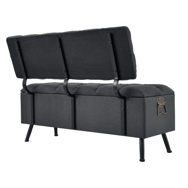 Banquette de rangement Malmöhus siège rabattable gris foncé [en.casa]