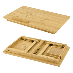 Table d'ordinateur portable en bambou Trysil 55x35x28cm [en.casa]