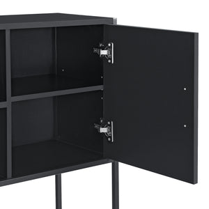 Buffet Motala avec étagère et portes d'armoire Noir [en.casa]