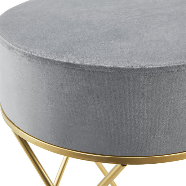 Tabouret rembourré Beveren 45 x 35 cm gris laiton [en.casa]