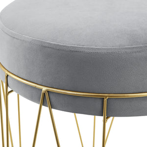 Tabouret rembourré Melsele 45 x 35 cm gris laiton [en.casa]