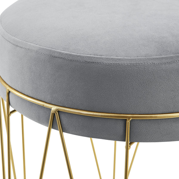 Tabouret rembourré Melsele 45 x 35 cm gris laiton [en.casa]