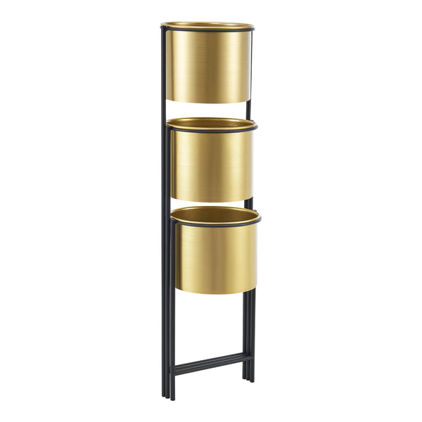 Porte-plantes Haasdonk 3 pièces Noir couleur laiton [en.casa]