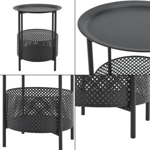 Table d'appoint Kruibeke 46x35cm avec panier Noir [en.casa]