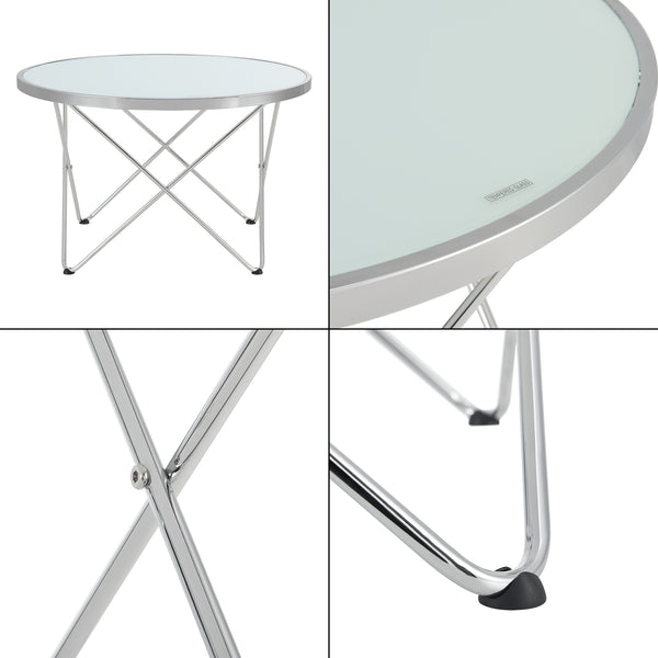 Table basse Nikkeby structure métallique argentée/optique verre laiteux [en.casa]