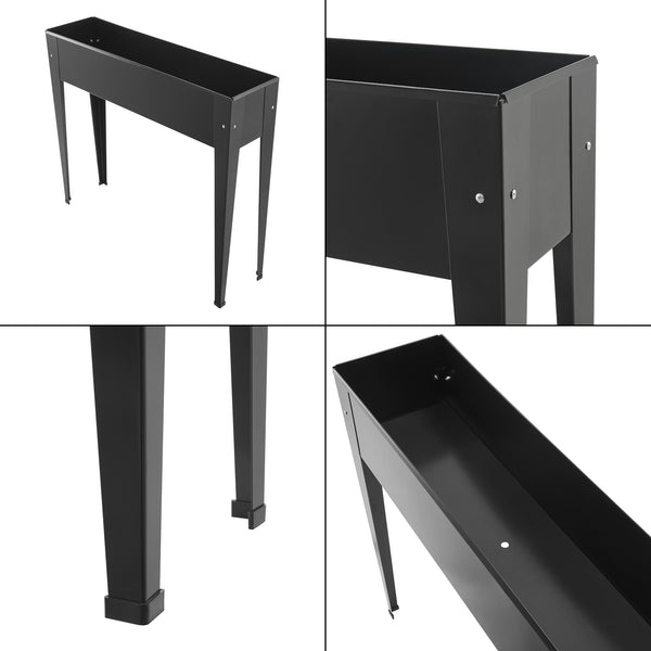 Bac à fleurs surélevé Lelystad 98x25x82cm Acier Anthracite [en.casa]