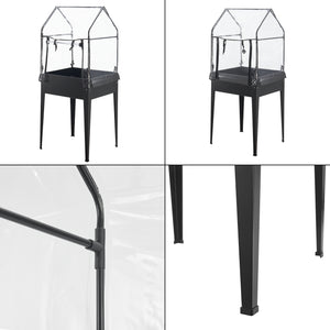 Carré potager avec serre Katwijk 60x60x152cm Acier Anthracite [en.casa]