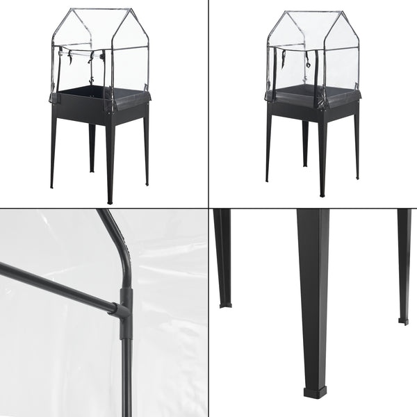 Carré potager avec serre Katwijk 60x60x152cm Acier Anthracite [en.casa]