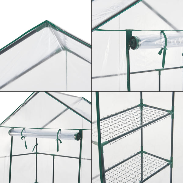 Serre de jardin Hoorn en acier et PVC avec étagères intégrées 140 x 73 x 195 cm [en.casa]