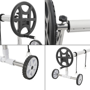 Dispositif d’enroulement de piscine Amorgo avec roues Aluminium [en.casa]