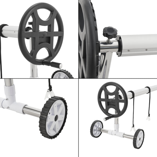 Dispositif d’enroulement de piscine Amorgo avec roues Aluminium [en.casa]