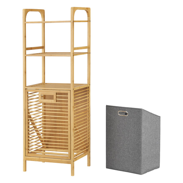 Meuble de rangement à linge Tidaholm en bambou avec étagère 118 x 39,5 x 30,5 cm [en.casa]