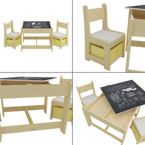 Table enfant avec 2 chaises Irixoa avec boîtes Nature [en.casa]