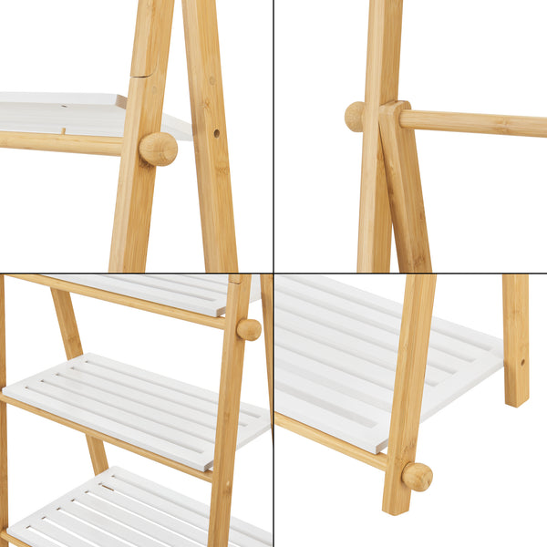 Étagère échelle Lapinjärvi avec porte-serviettes pour salle de bain 152 x 53 x 31 cm [en.casa]